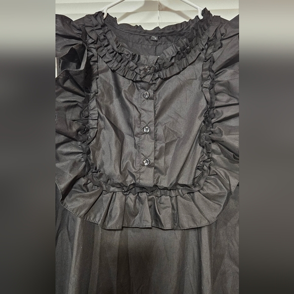 Elegant Black Ruffled Women's Dress Size S - Picture 2 of 8